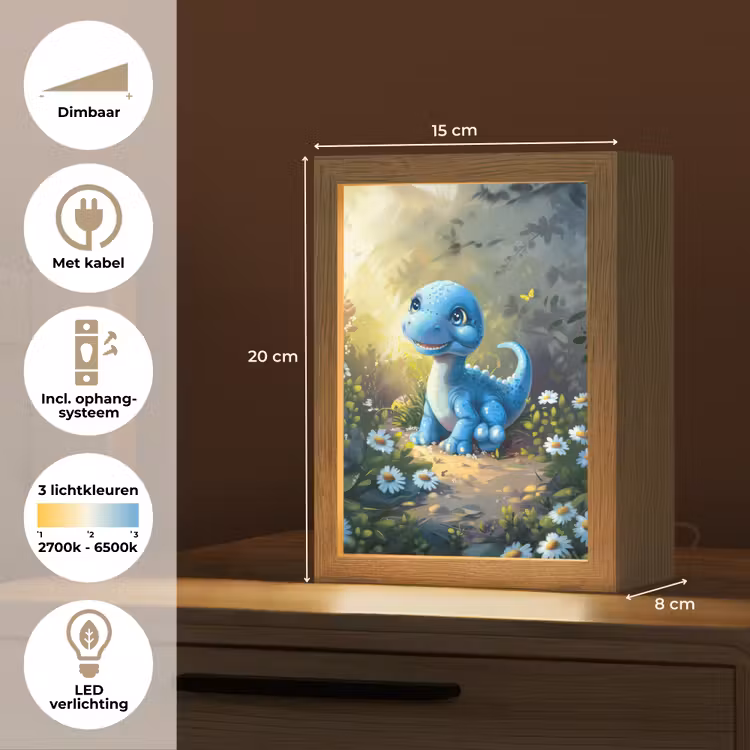 Dino - Blauw - Baby - Dinosaurus Light Box met kabel klein -USP_NL