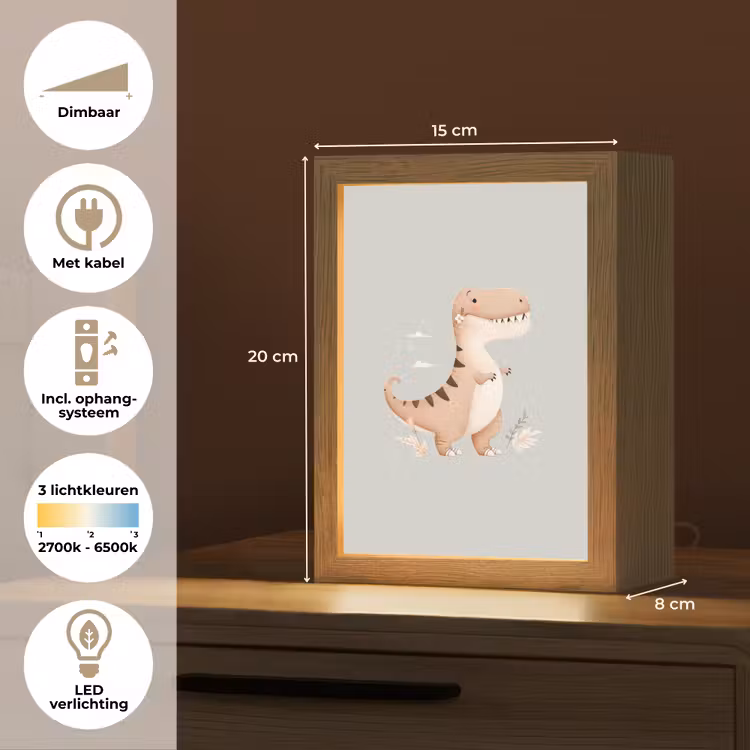 Dino  - Bloemen - Blauw Light Box met kabel klein -USP_NL