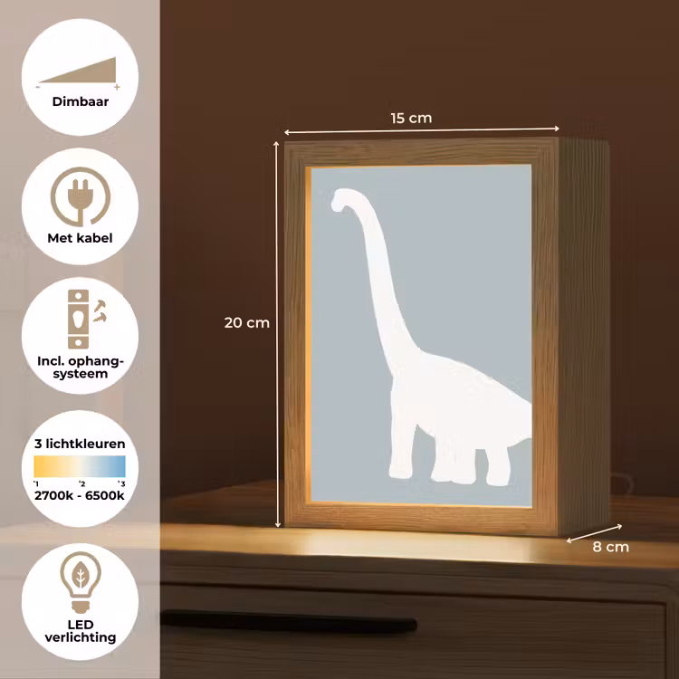 Dino - Brachiosaurus - Dinosaurus - Blauw Light Box met kabel klein -USP_NL