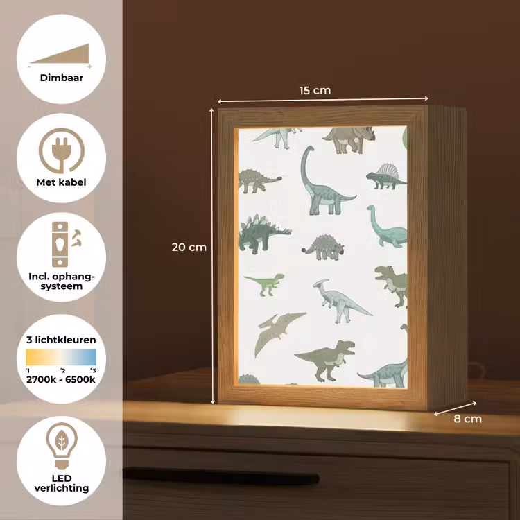 Dino - Groen - Jongens - Dinosaurus - Blauw Light Box met kabel klein -USP_NL