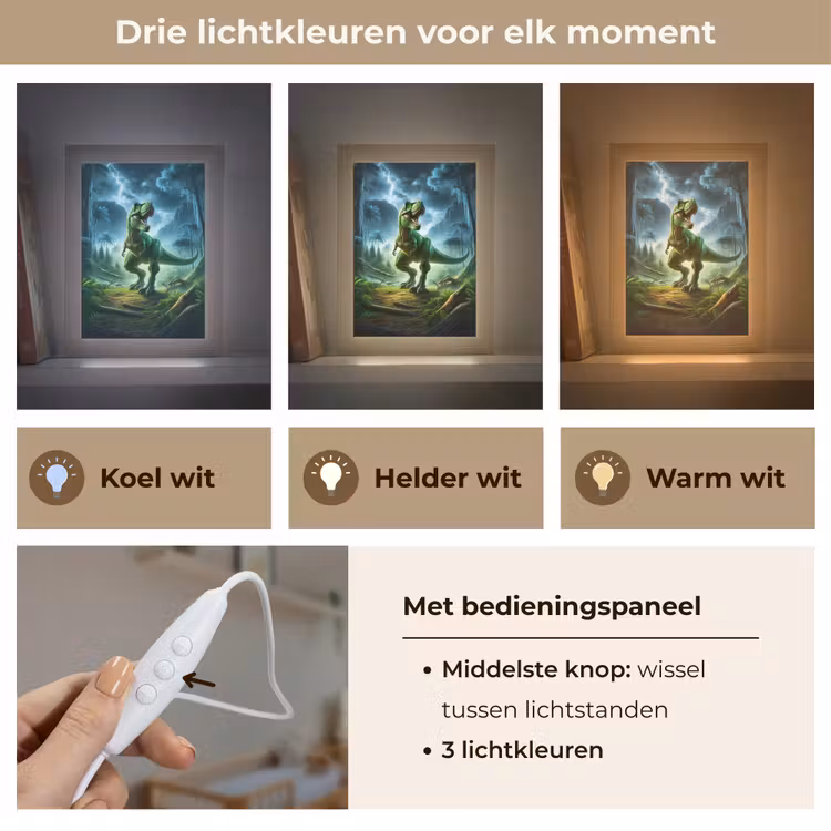 Dino - Jongens - Groen - Blauw - T-Rex Light Box met kabel klein -USP_lichtkleurNL
