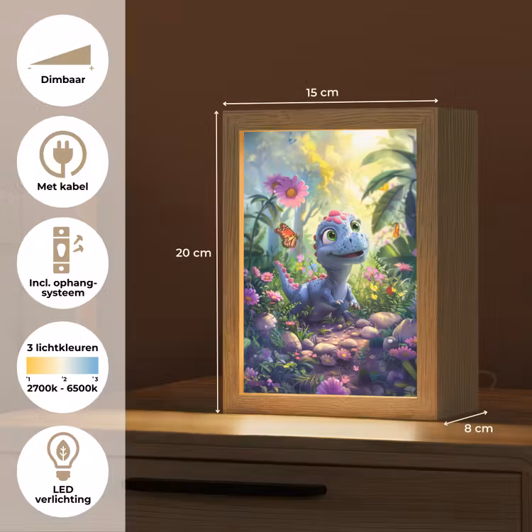 Dino - Paars - Baby - Dinosaurus Light Box met kabel klein -USP_NL