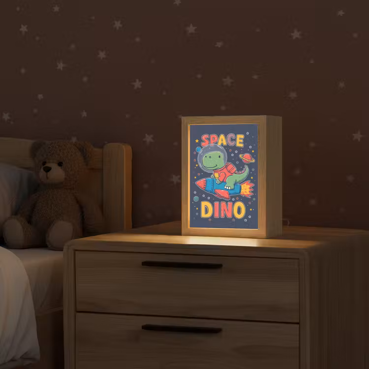 Dino - Raket - Kleurrijk Light Box met kabel klein -sfeer1_kind