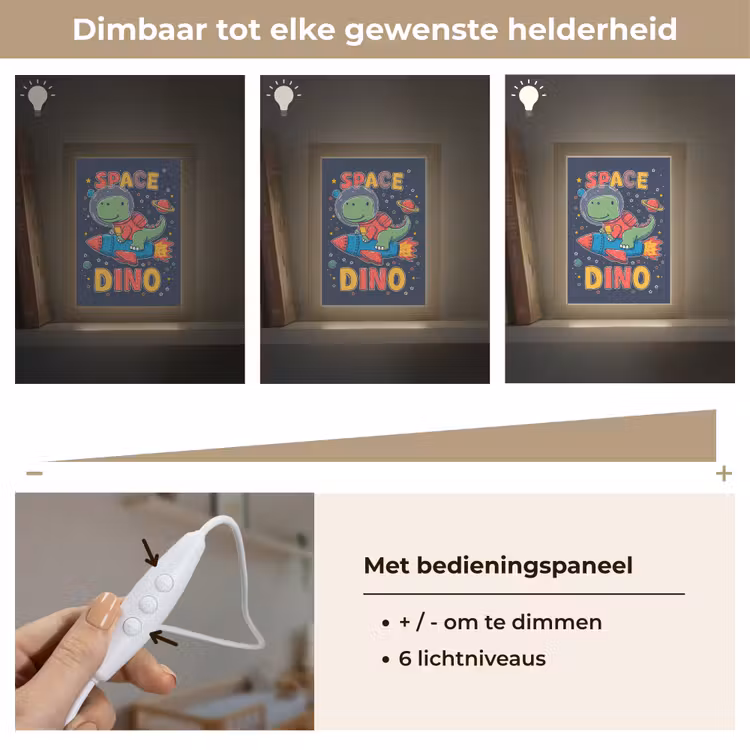 Dino - Raket - Kleurrijk Light Box met kabel klein -USP_dimbaarNL