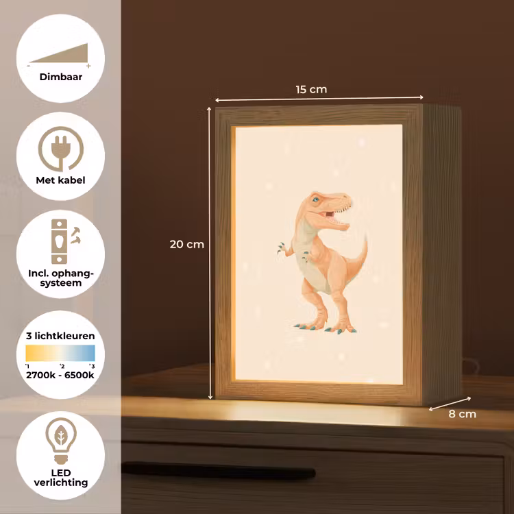 Dino - T-Rex - Oranje - Stippen Light Box met kabel klein -USP_NL
