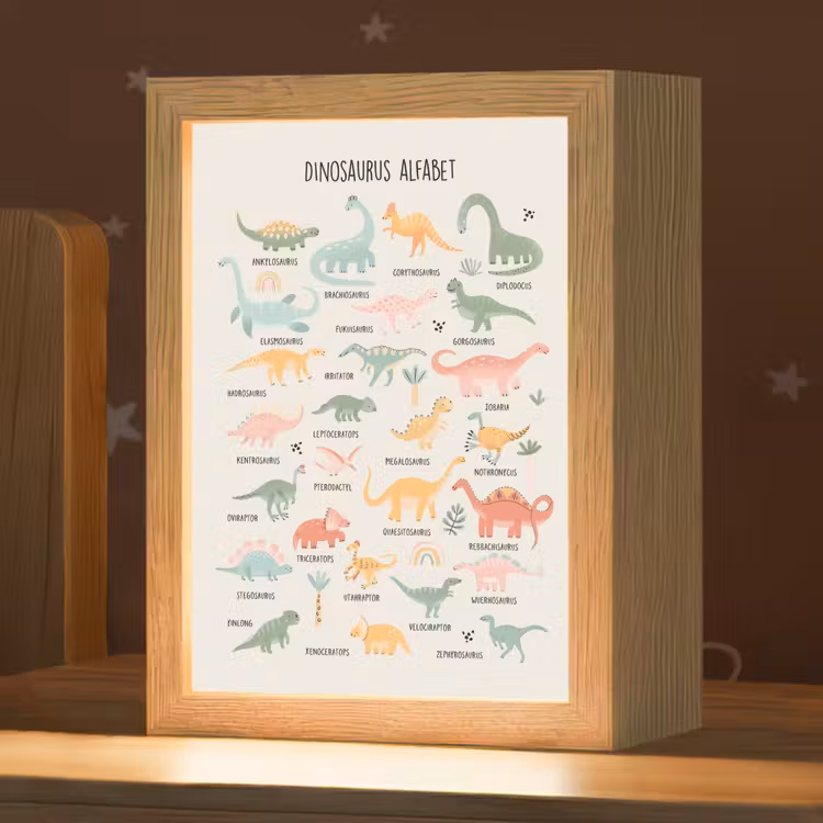 Dinosaurus alfabet - Leren voor kinderen - Dino's - Educatief Light Box met kabel klein -zzz_3d_website