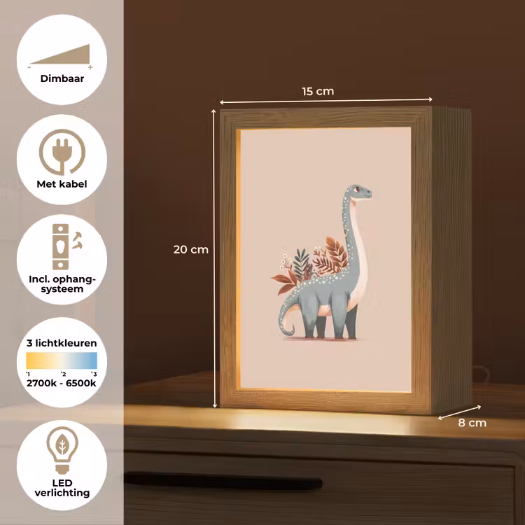 Dinosaurus - Planten - Beige Light Box met kabel klein -USP_NL