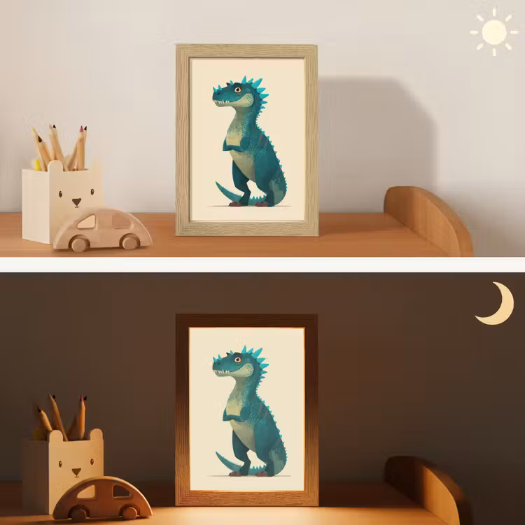 Dinosaurus - Turquoise - Stekels Light Box met kabel klein -sfeer3_kind