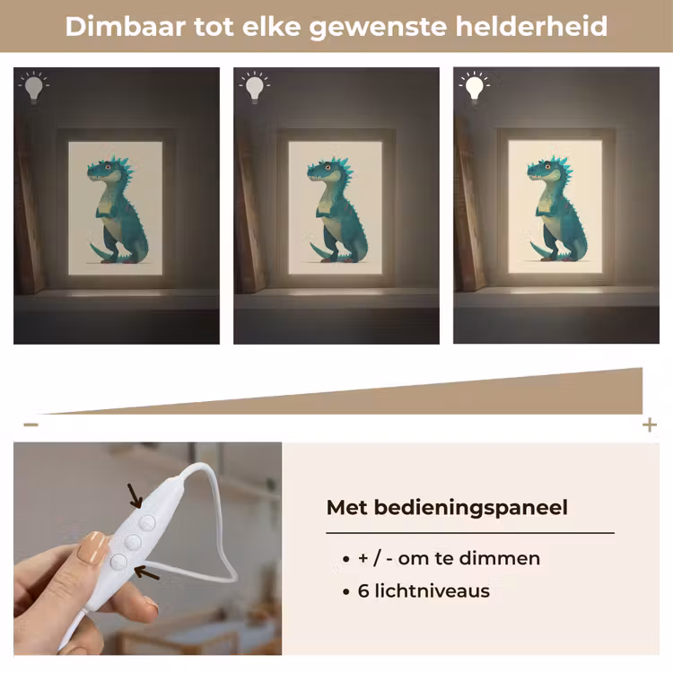 Dinosaurus - Turquoise - Stekels Light Box met kabel klein -USP_dimbaarNL
