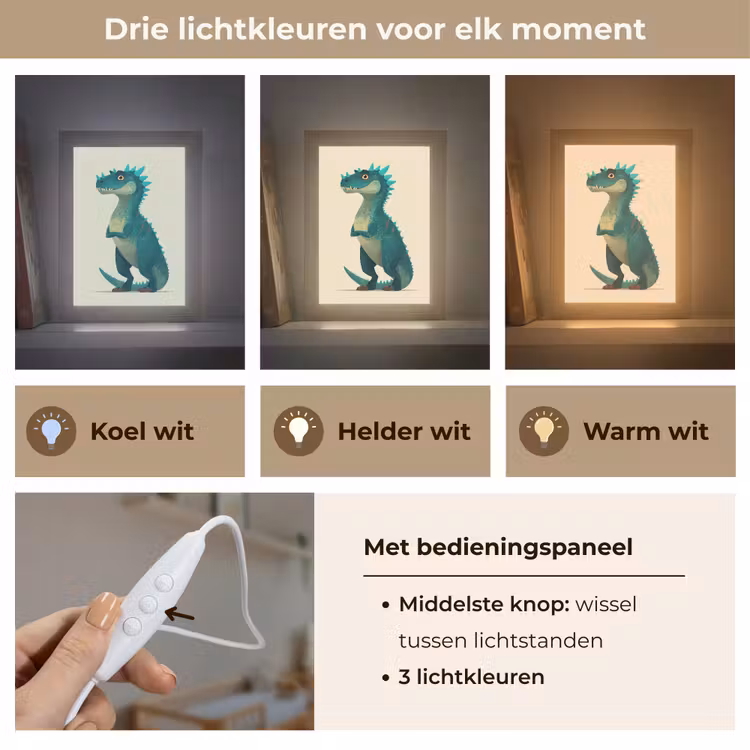 Dinosaurus - Turquoise - Stekels Light Box met kabel klein -USP_lichtkleurNL