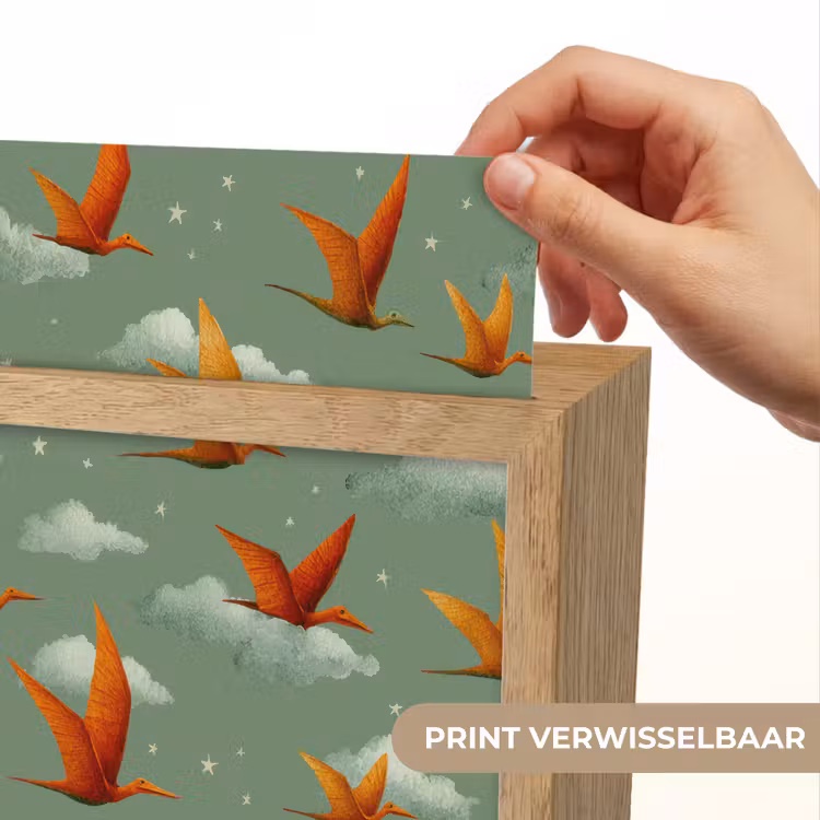Dinosaurussen - Wolken - Sterren - Oranje Light Box met kabel (Kinderlampje) klein -USP_websiteprintNL