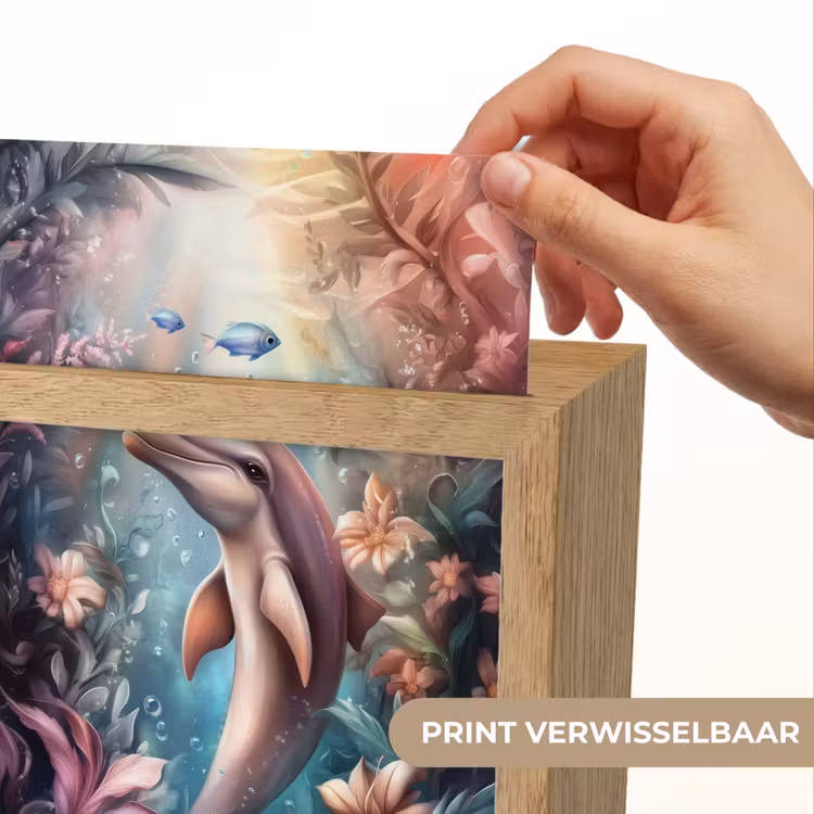 Dolfijn - Vissen - Onderwaterwereld - Bloemen Light Box met kabel (Kinderlampje) klein -USP_websiteprintNL