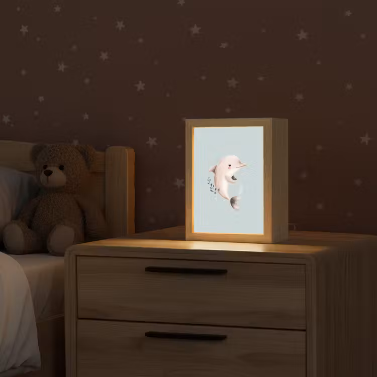 Dolfijn - Zeewier - Grijs Light Box met kabel klein -sfeer1_kind