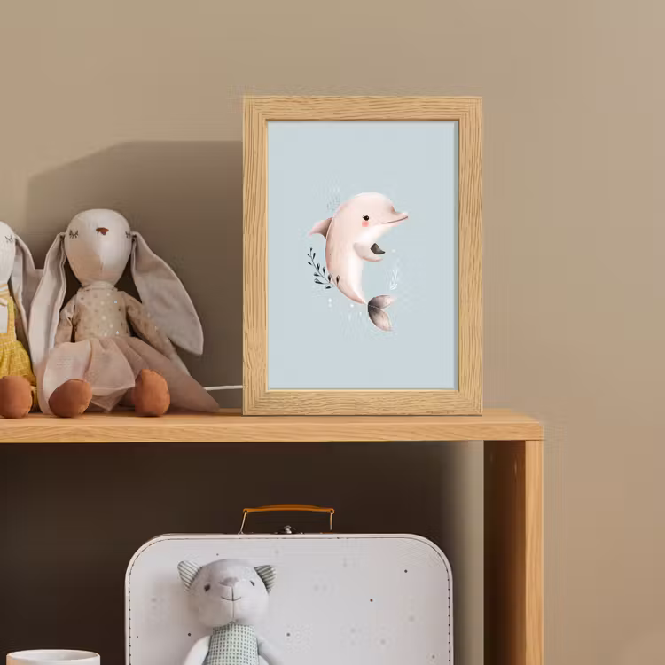 Dolfijn - Zeewier - Grijs Light Box met kabel klein -sfeer2_kind