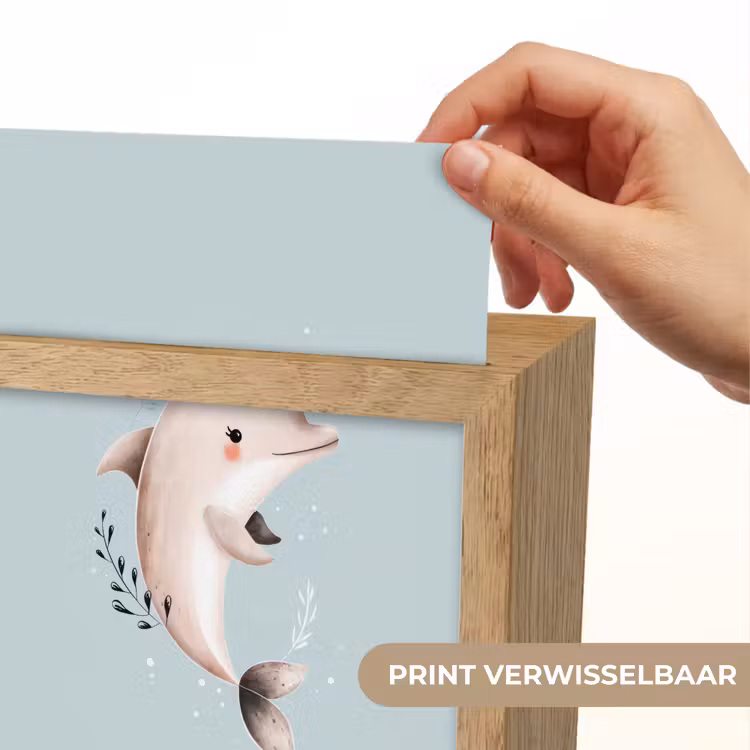 Dolfijn - Zeewier - Grijs Light Box met kabel (Kinderlampje) klein -USP_websiteprintNL