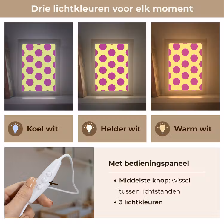Dots - Klassiek - Geel Light Box met kabel (Kinderlampje) klein 904 -USP_lichtkleurNL