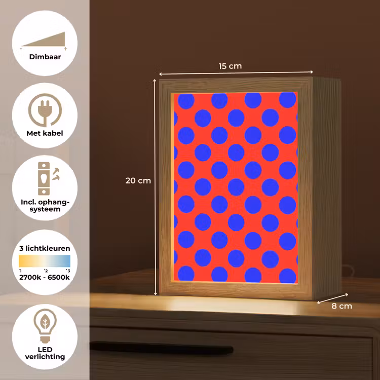 Dots - Klassiek - Rood Light Box met kabel (Kinderlampje) klein 904 -USP_NL