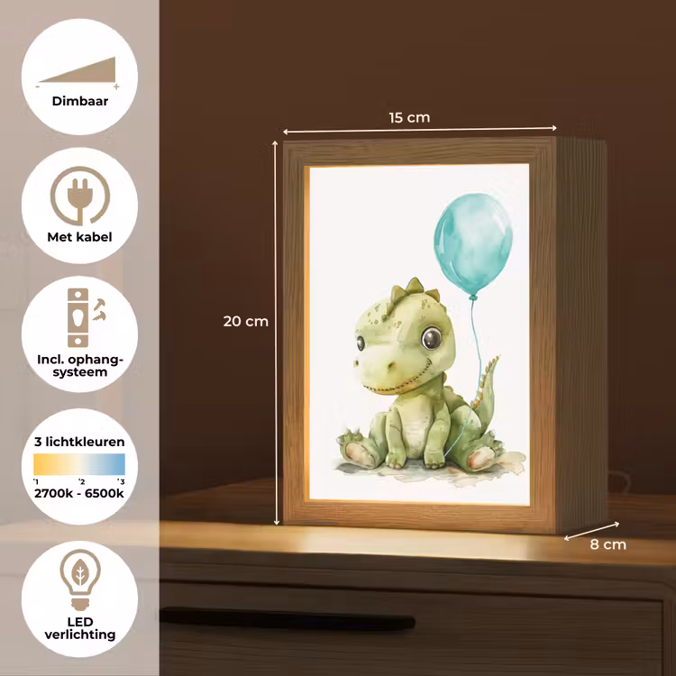 Draak - Baby dier - Blauwe ballon Light Box met kabel klein -USP_NL
