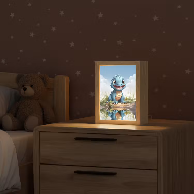 Draak - Blauw - Jongens - Kinderen Light Box met kabel klein -sfeer1_kind