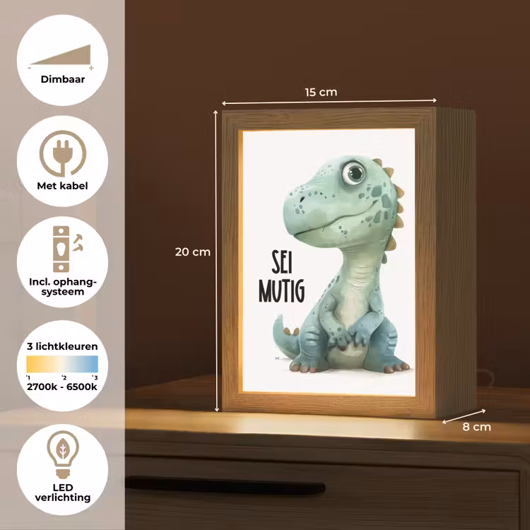 Draak - Wees moedig - Quote Light Box met kabel klein -USP_NL
