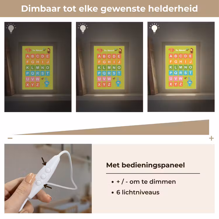 Educatief - Alfabet leren - Groen - Bosdieren - Letters Light Box met kabel klein -USP_dimbaarNL