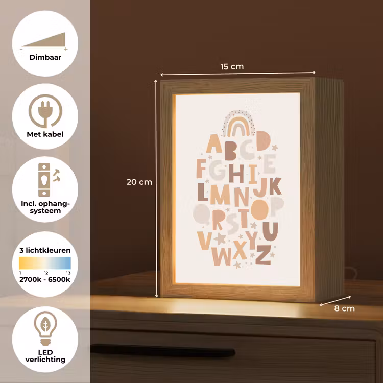 Educatief - Alfabet leren - Regenboog - Pastel - Letters Light Box met kabel klein -USP_NL