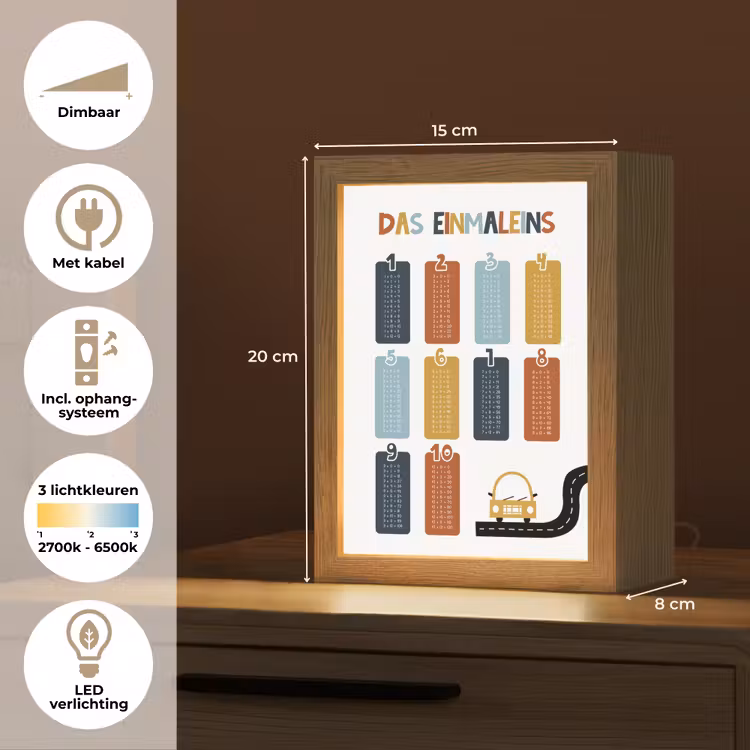 Educatief - Leren rekenen - Auto - Vermenigvuldigingstabel Light Box met kabel klein -USP_NL