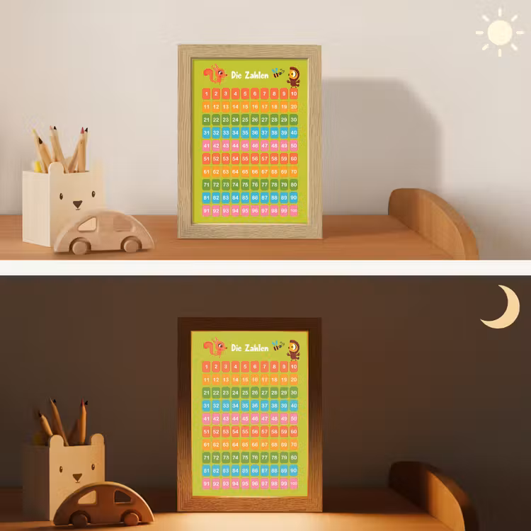 Educatief - Leren tellen - Groen - Bos dieren - Getallen Light Box met kabel klein -sfeer3_kind
