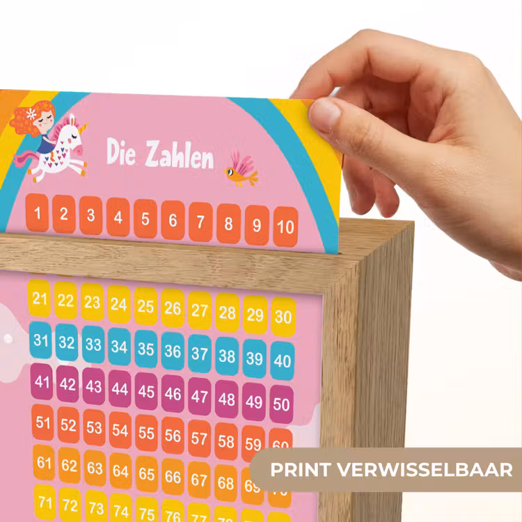 Educatief - Leren tellen - Regenboog  - Eenhoorn - Getallen Light Box met kabel (Kinderlampje) klein -USP_websiteprintNL