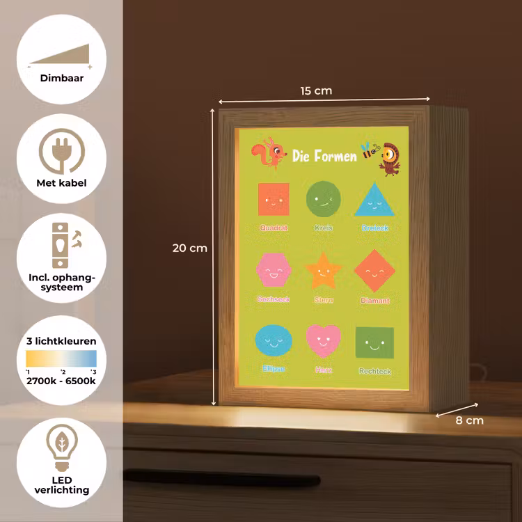 Educatief - Vormen leren - Groen - Geometrische vormen Light Box met kabel klein -USP_NL