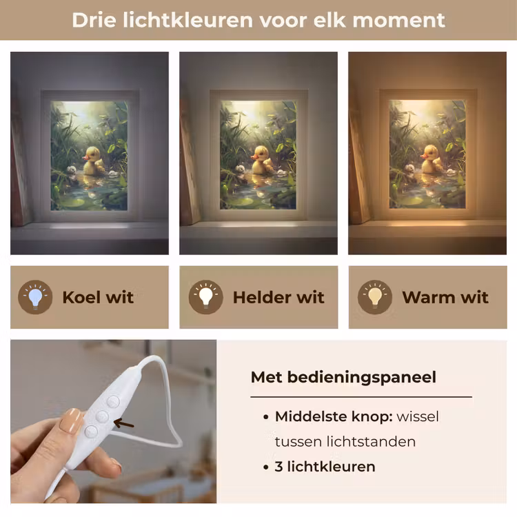 Eendjes - Dieren - Natuur Light Box met kabel klein -USP_lichtkleurNL