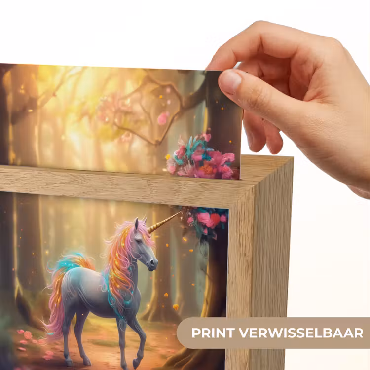 Eenhoorn - Bos - Kleurrijk - Bloemen - Meiden Light Box met kabel (Kinderlampje) klein -USP_websiteprintNL