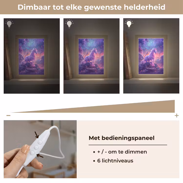 Eenhoorn - Fantasy - Kasteel - Meisje - Paars - Roze Light Box met kabel klein -USP_dimbaarNL