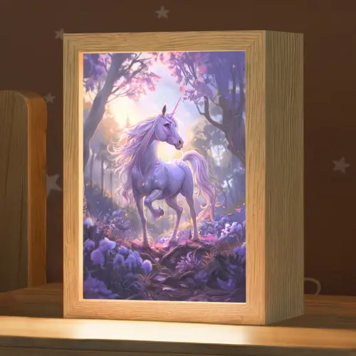 Eenhoorn - Paars - Sprookje - Fantasy dier Light Box met kabel klein -zzz_3d_website