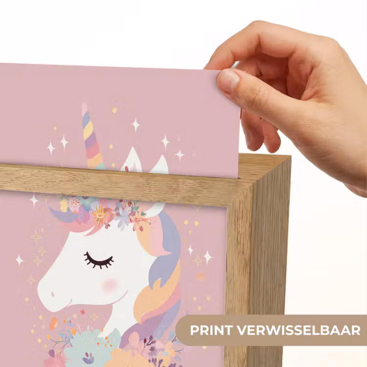 Eenhoorn - Roze - Bloemen Light Box met kabel (Kinderlampje) klein -USP_websiteprintNL