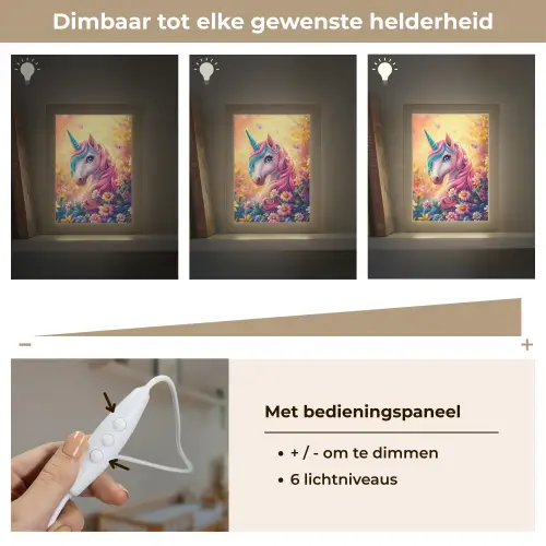 Eenhoorn - Roze - Kleurrijk - Sprookjesbos Light Box met kabel klein -USP_dimbaarNL