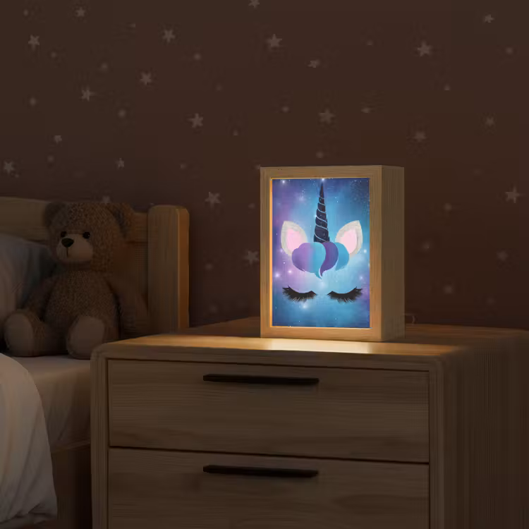 Eenhoorn - Sterren - Blauw Light Box met kabel klein -sfeer1_kind