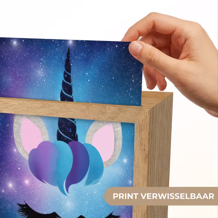 Eenhoorn - Sterren - Blauw Light Box met kabel (Kinderlampje) klein -USP_websiteprintNL