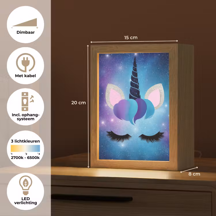 Eenhoorn - Sterren - Blauw Light Box met kabel klein -USP_NL