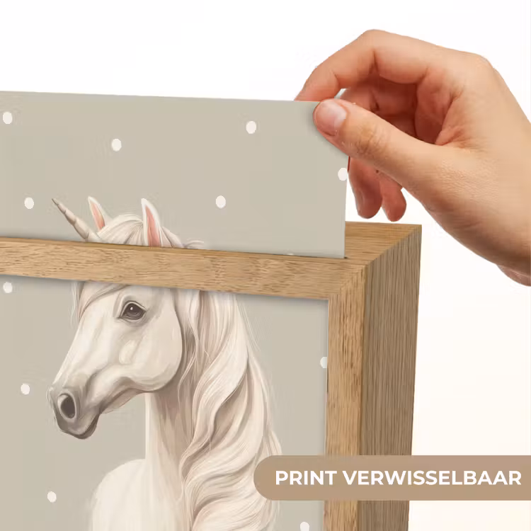 Eenhoorn - Wit - Stippen Light Box met kabel (Kinderlampje) klein -USP_websiteprintNL