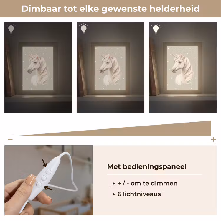 Eenhoorn - Wit - Stippen Light Box met kabel klein -USP_dimbaarNL