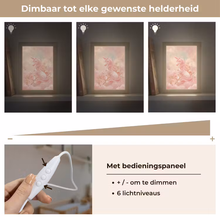 Eenhoorn - Wolken - Roze Light Box met kabel klein -USP_dimbaarNL