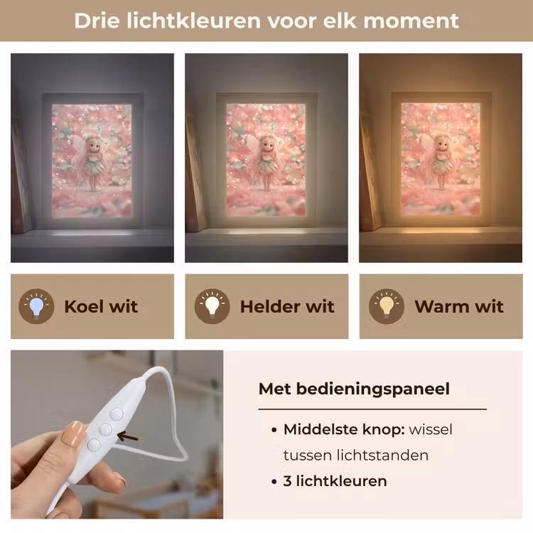 Fee - Bloemen - Roze Light Box met kabel klein -USP_lichtkleurNL