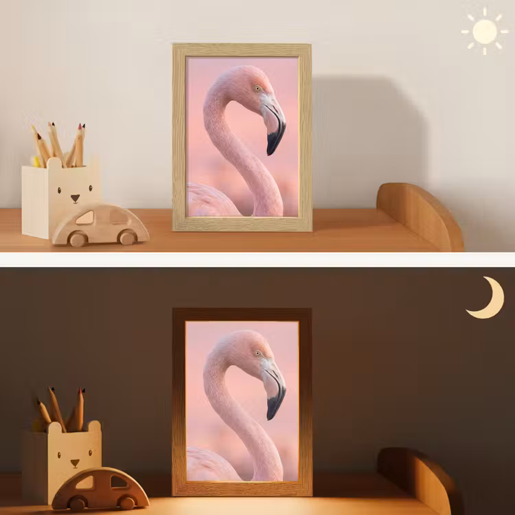 Flamingo - Portret - Roze Light Box met kabel (Kinderlampje) klein -sfeer3_kind