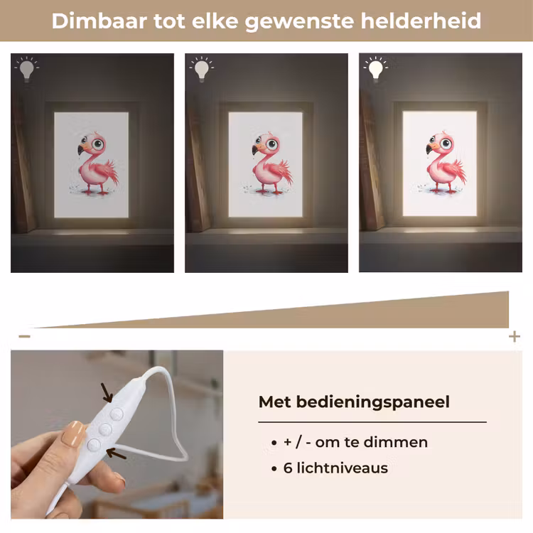 Flamingo - Roze - Water Light Box met kabel klein -USP_dimbaarNL