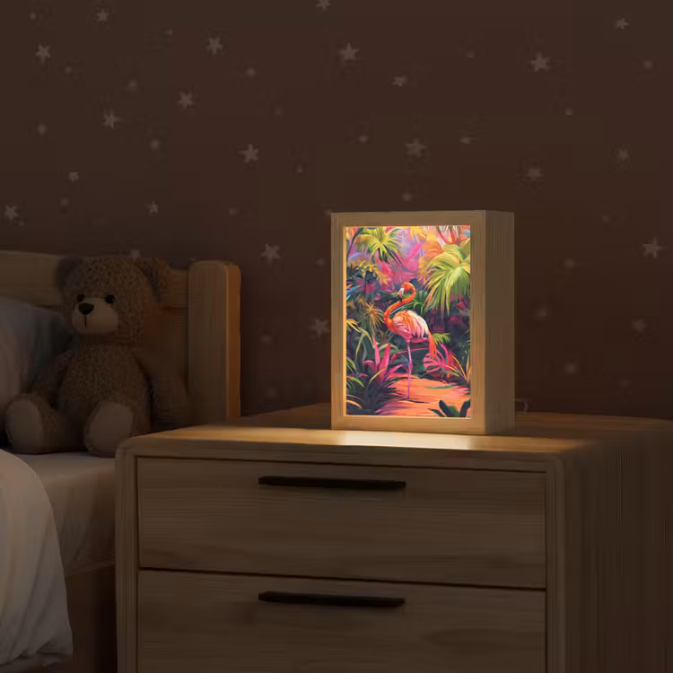 Flamingo - Tropisch - Dier - Bladeren Light Box met kabel klein -sfeer1_kind
