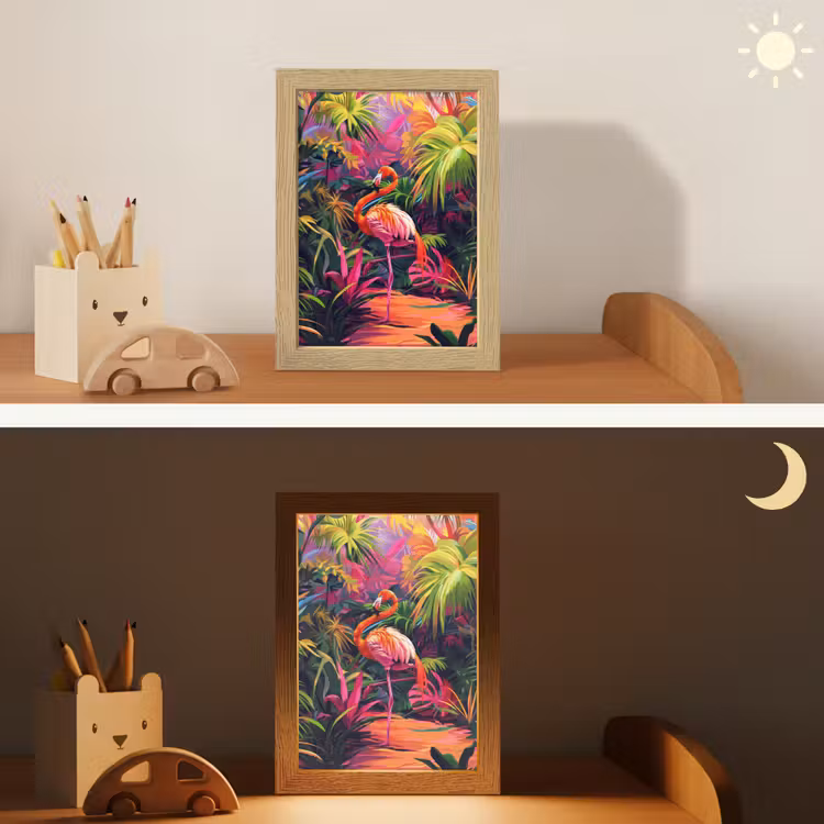 Flamingo - Tropisch - Dier - Bladeren Light Box met kabel klein -sfeer3_kind