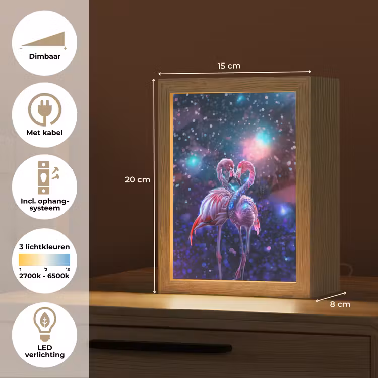 Flamingo's - Dieren - Ruimte - Galaxy Light Box met kabel klein -USP_NL