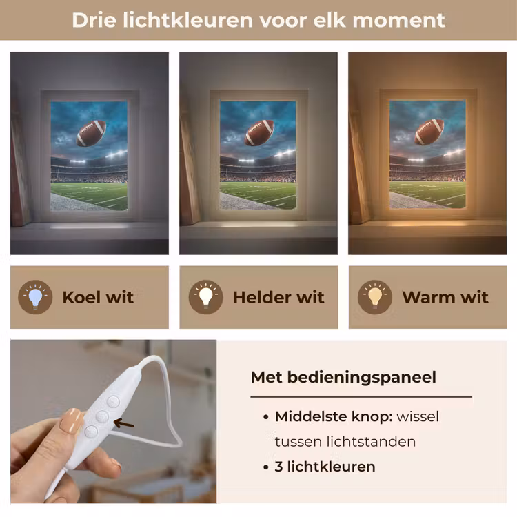 Football - Bal - Stadion - Sport Light Box met kabel (Kinderlampje) klein -USP_lichtkleurNL