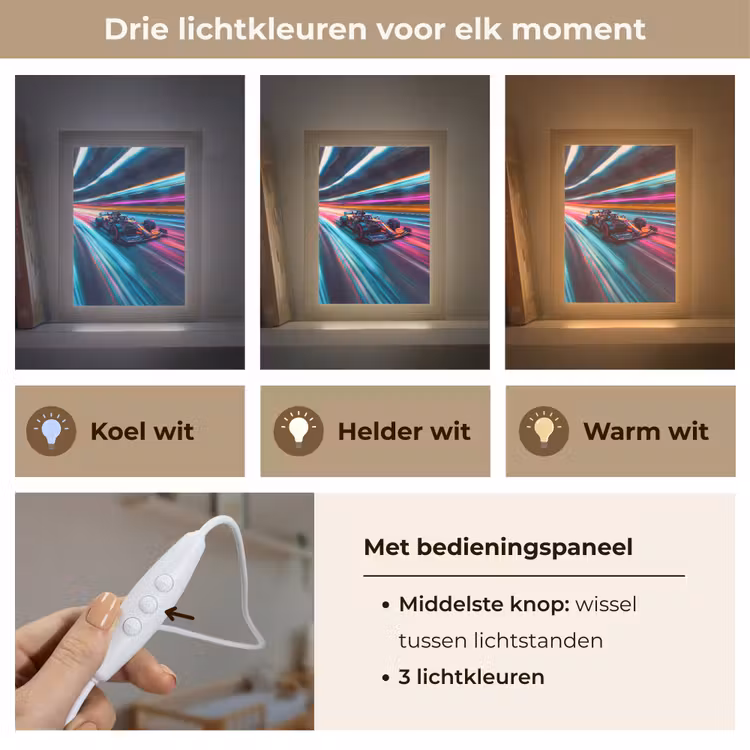 Formule 1 - Auto - Race - Jongens - Kleurrijk Light Box met kabel klein -USP_lichtkleurNL